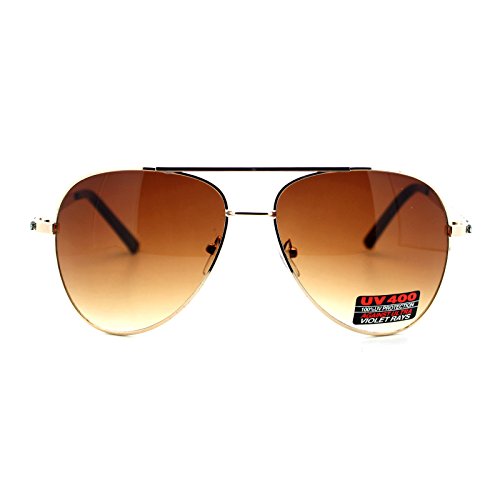 Womens Aviator Sunglasses Rhinestones Design Temple Metal Frame UV 4002