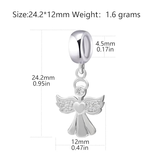 925 Sterling Silver Angel Charm Wing Bead Birthday Anniversary Christmas Pendant for Pandora Charms Bracelet2