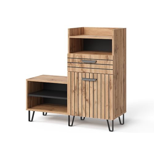 Vicco Schuhschrank Amber, Eiche Wotan, 100 x 100 cm mit Tür und...