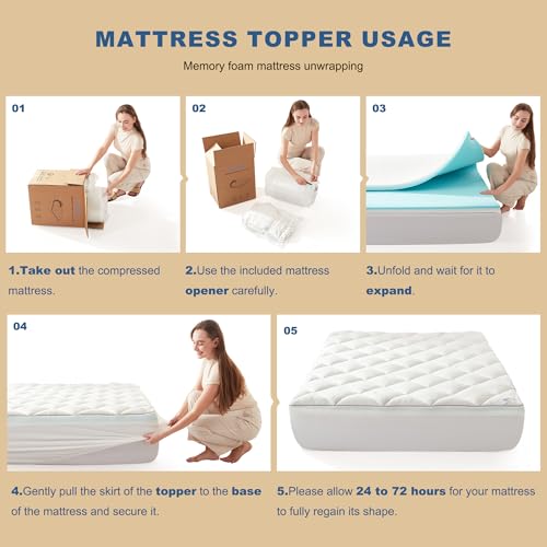 Bedlore 4-Inch Twin XL Mattress Topper for Back Pain - Dual Layer Medium Support (2" Gel Memory Foam + 2" Cooling Fluffy Pillow Top Pad), Breathable & Pressure Relief (White) by BEDLORE - Image 7