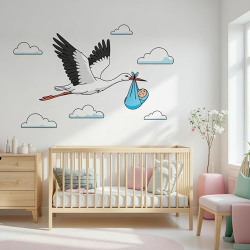 Vinilo Decorativo Stork Delivering Baby Boy 60 cm