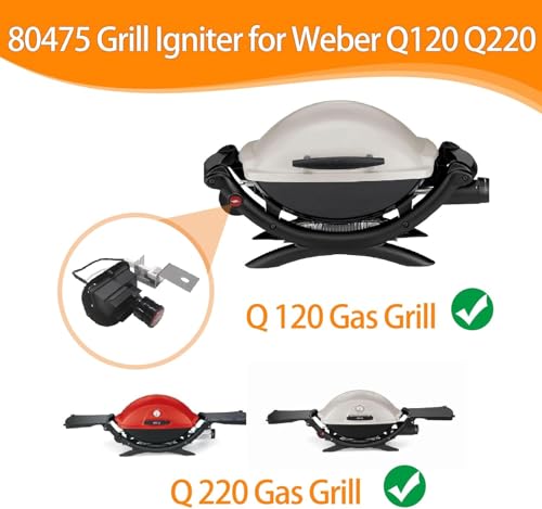 Image of SafBbcue Grill Igniter 80475 for Weber Q120 Q220 Series Grills Switch Electronic 2-Outlet Ignition Push Button Kit Igniter Parts for Weber 516002 516501 566002 566801 567798 Gas Grill