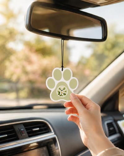 Image of 10PCS Paw Print Car Air Fresheners - Cute Paw Shaped Scented Hanging Cards with Floral & Fresh Fragrances, Cute Car Mirror Accessories, Pet Lover Gifts for Women and Dog Owners