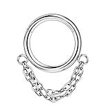 FANSING Surgical Steel Cartilage Earring Hoop 8mm Helix Hoop Double Chain Piercing Jewelry Silver Ear Lobe Piercing Earrings 16g 8mm Piercing Hoop