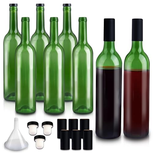 Opiniones y reviews de Fabricación de vidrio tintado Top 10. 45 GUANENA - Paquete de 8 botellas de vino de vidrio de 750 ml, 25 onzas, color verde con tapas de corcho y cápsulas retráctiles de PVC, botellas vacías para preparar cerveza...