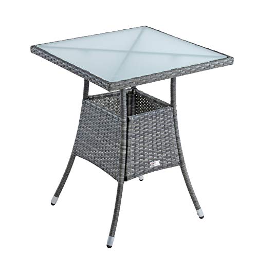 ESTEXO Polyrattan Gartentisch Beistelltisch Rattan Tisch Balkontisch Gartenmöbel Terrassentisch 60x60 cm (Anthrazit-Grau)