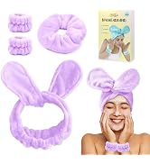 my novel things Face Wash Headband and Wristband Set Fashion Spa Headband, Coral Velvet Face Wash...