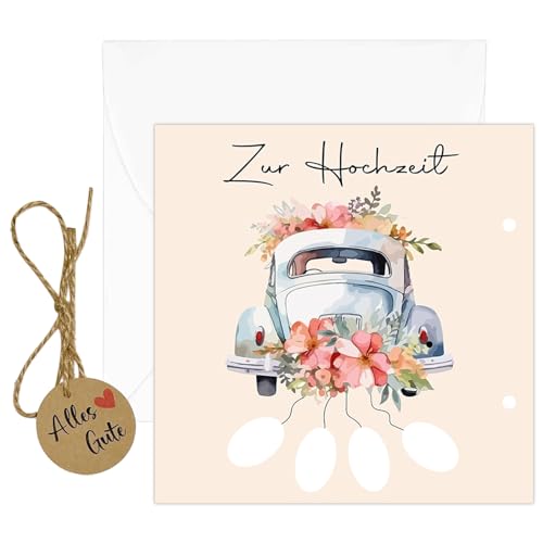 peiqiup Tarjeta de boda (16 * 16cm), regalos de boda para novios, Tarjeta de boda personalizada