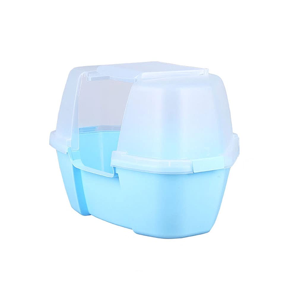 Lettiera per Gatti Completamente Chiuso Triangolare Cat Lettiera Box Cat Toilet Deodorante Extra Ampia Big Breaspat Cat Letter Box Angolo Cat Lettiera Toilette per Gatti (Color : Blue)