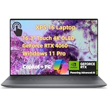NewDell XPS 16 9640 Laptop for Business, 16" OLED 4K Touch Screen, Core Ultra 7 155H Processor, 32GB RAM, 4TB SSD GeForce RTX 4060, Backlit KB Thunderbolt4, Wi-Fi 7 w/AI Copilot + AI PC, Win 11 Pro