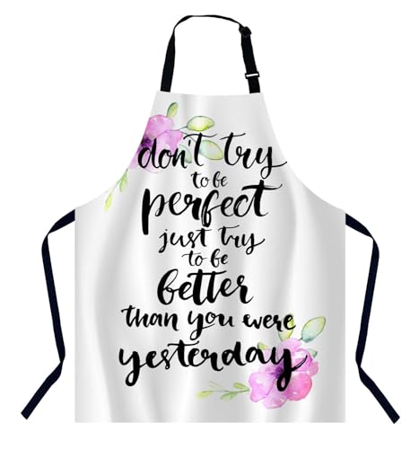 BGBDEIA Motivational Quote Kitchen Apron for Women Men Adjustable Apron Chef Bakers Apron Cooking Apron Cooking Baking Gardening