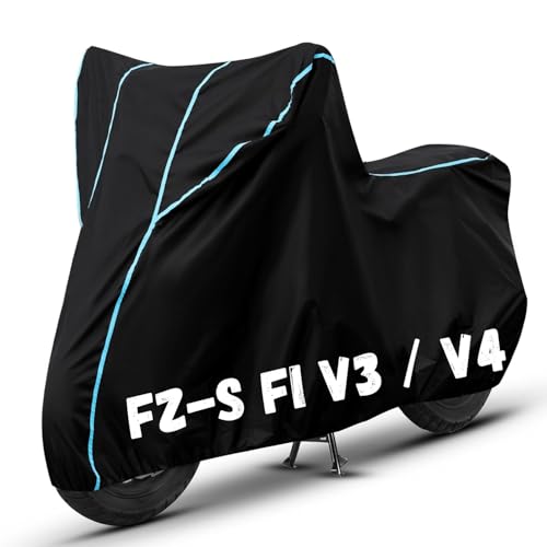 Image of Bike Cover for FZ-S FI V3 / V4 100% Waterproof, Dustproof & Scratch Resistant| Fully Bottom Elastic UV Resistant Heavy Duty Body Cover | All Weather Outdoor Use