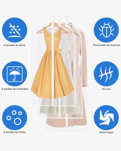 Miniatura 3 de Sobeau 12 Fundas De Ropa, Fundas Ropa Armario Transparente 60 X 120 100 80 Cm, Bolsas Guardar Ropa Antipolvo Impermeable Camisas, Bolsa De Ropa Para Traje, Vestidos, Camisas,Noche, Blanco