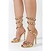 Cape Robbin Women‘s Gem-Trimmed Metallic Heels - Ankle Wrap Stiletto Sandals 4 Inch, Open Round Toe Party Heels with Lightly Cushioned Footbed & Rubber Outsole (Helia) - Gold 8