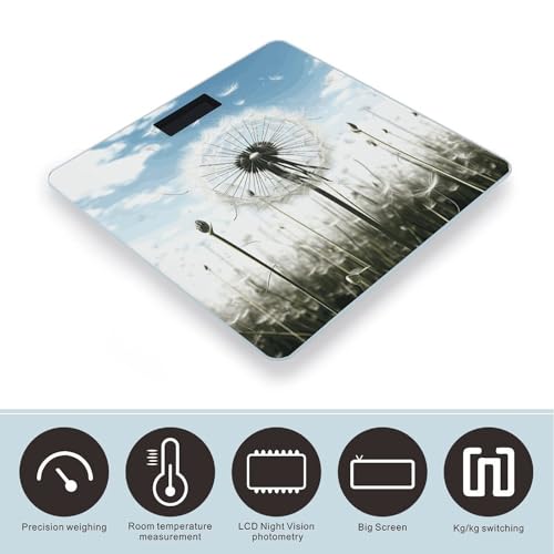 Báscula Digital de Baño Dandelion de Vidrio Templado miniatura 3