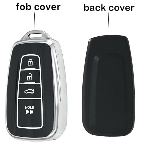Yonmcfn key fob cover compatible with toyota Camry CHR RAV4 Corolla Highlander Sienna Avalon Prius Remote Smart Key,TPU Protective Key case (silver) by Yonmcfn - Image 3