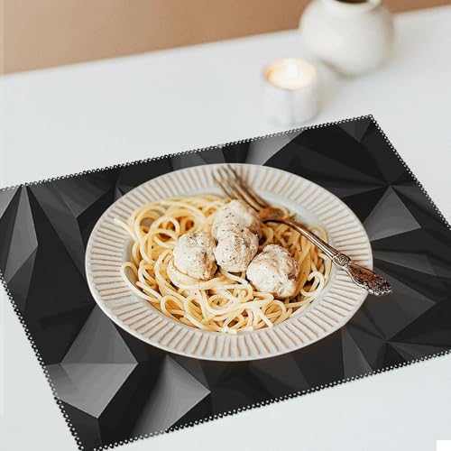Set de table noir géométrique lavable pour table de cuisine - 7
