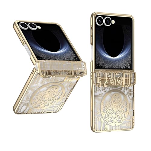 Coque mince Galaxy Z Flip 7 avec protection objectif et charnière robuste or