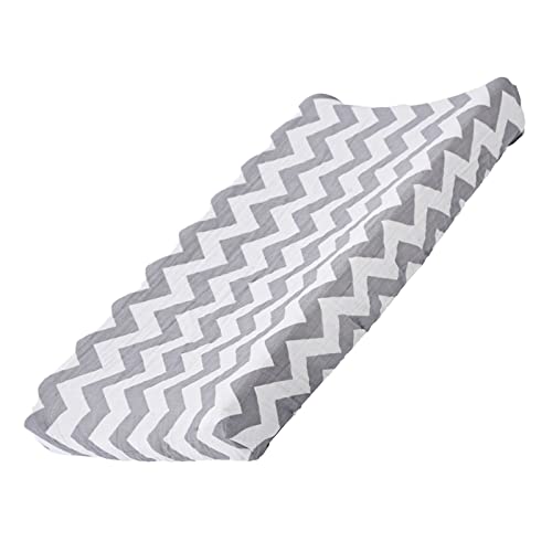 Colchón de la cuna de la cubierta de la almohadilla del cambio de pañales floral del bebé, cubierta de la tabla del cambiador de tela elástica infantil 32''X 16'' (Ola gris) Cover
