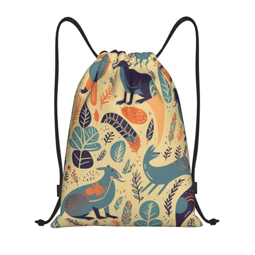 OUSIKA Australian Animals Mochila com cordão, bolsa esportiva à prova d'água para academia e homens, Preto, Medium, Mochilas de viagem