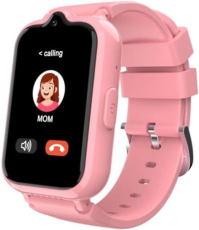 Kids Smart Watch with GPS Tracker & Video Calling 4G Kids Cell Phone Watch for Boys Aged 5-12 SIM Card SOS Call Voice Chat Camera Touch Screen GPS Tracker for Kids(Pink)