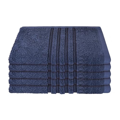 Schiesser Gästetuchset Milano - 5-teilig - 30 x 50 cm - Dunkelblau