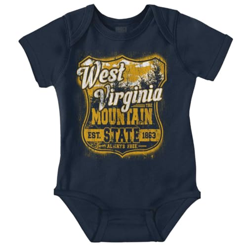 Brisco Brands West Virginia Retro Mountain State WV Baby Romper Boys or Girls