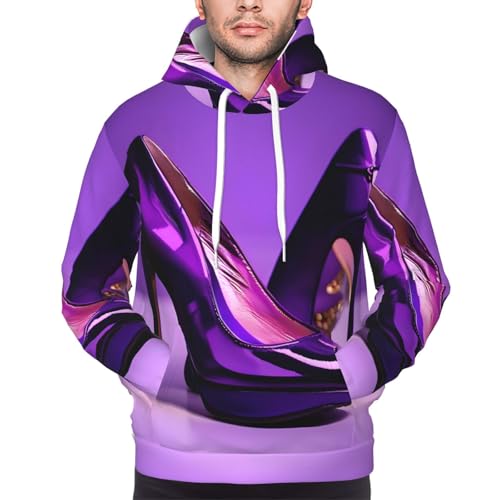 Pull en polyester pour homme avec imprimé rouge à lèvres et sweat à capuche violet - 3