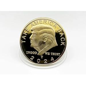 Trump Coin: Commemorative 45th President Tribute – 2024 ‘Take America Back’ Design – Elegantly Crafted with Golden Finish – Collector’s Edition with Protective Case, Small