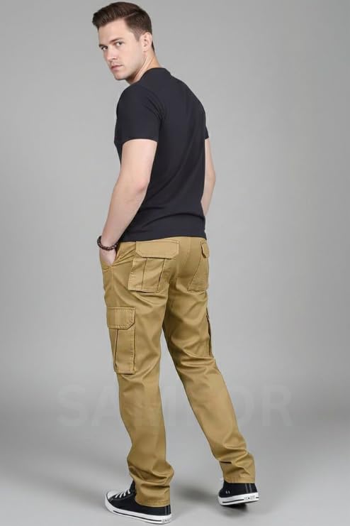 Image of Samfor Cargo Pant for Men - Cotton Cargo for man, Multi-Pocket Design for Outdoor, Work Wear & Casual Trouser