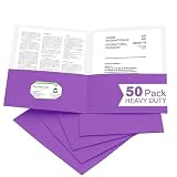 Zzrywuty 50 Packs Paper Folders with Pockets for Students,Businessmen and Office Workers,Letter Size,Two Pocket Folders with Card Slot for Office,Business,School Supplies (Purple)