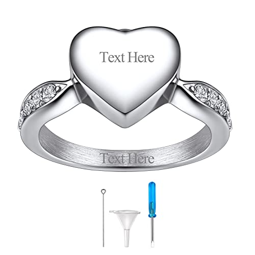 Image of Richsteel Stainless Steel Heart /Claddagh Cremation Urn Ring for Ashes for Women Waterproof Locket Rings Memorial Jewelry(with Gift Box)