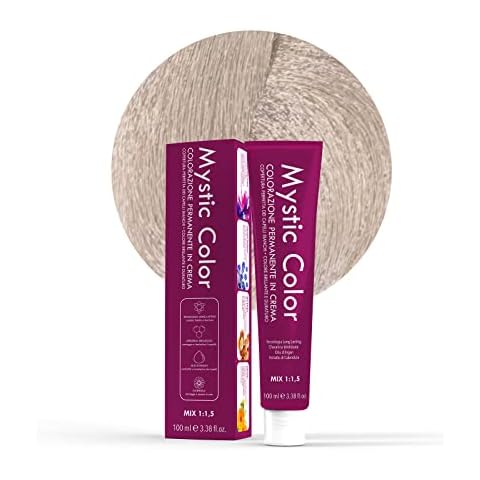 Mystic Color - Permanent Cream Colouring with Argan Oil and Calendula - Long Lasting Hair Dye - Natural Platinum Ash Blonde Color 10.1-100ml Cover