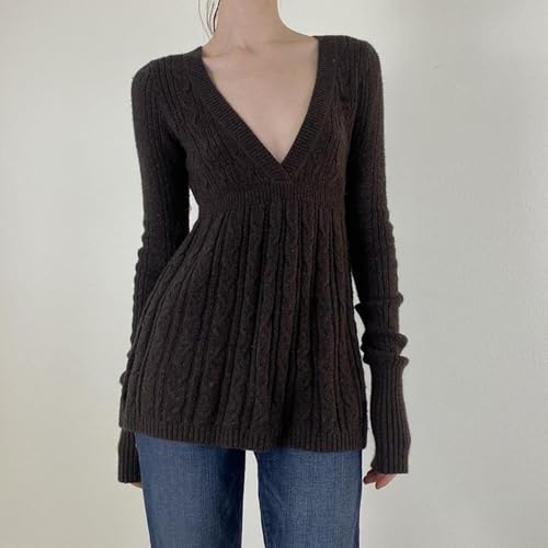 Coquette Babydoll Tops Y2k Fairy Grunge Cottagecore Clothing 2000s Vintage Fall Knit Sweater Cute Peplum Tops3