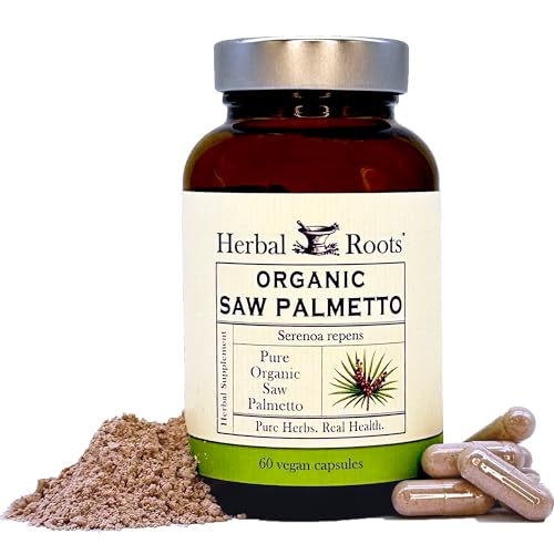 Herbal Roots Organic Saw Palmetto Capsules | 1,000mg per Serving | 60 Organic Vegan Capsules
