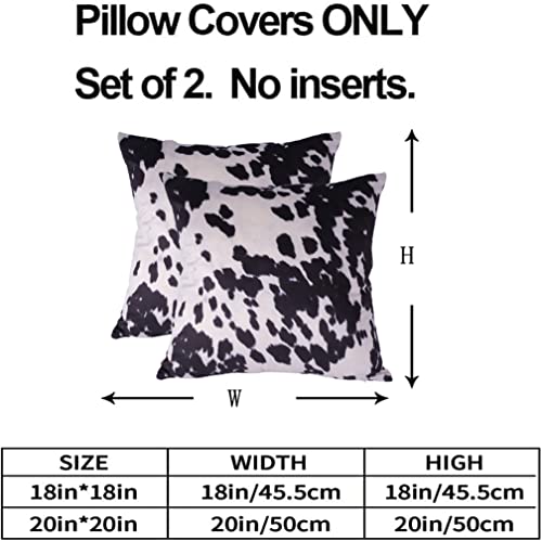 Entua Throw Pillow Covers Cowhide Print Cow Spots Pattern Farmhouse Cushion Case Soft Cow Fur Skin Farm Animal Fur Decorative Pillowcase 18X18 Inches Velvet Black White #TOP1