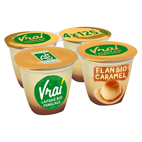 3 unidades *** Auténtico bio flan con revestimiento de caramelo 4 x 125 g Entrega a casa rápida y limpia ***