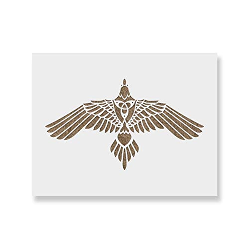 Raven Tribal Art Stencil - Bird, Flying Raven