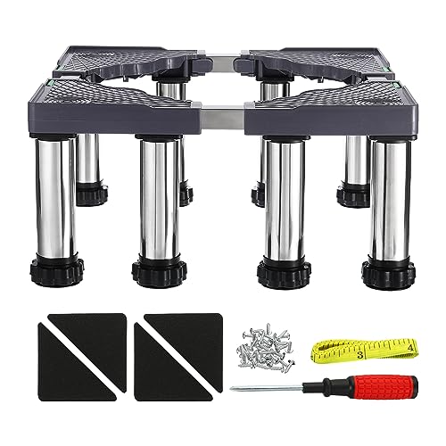 PATIKIL Mini Fridge Stand, 8 Strong Feet Laundry Stand Base Multi-Functional Adjustable Base Tray Anti-Vibration for Refrigerator Washing Machine Dryer AC, 5.5"-6.7" Height
