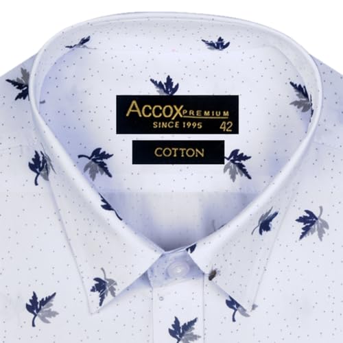 Image of ACCOX Men's Breathable Cotton Half Sleeves Regular Fit Printed Formal Shirt for Men (GCR149)