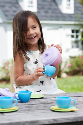 image for Green Toys Tea Set, Pink 4C - 17 Piece Pretend Play, Motor Skills, Lan