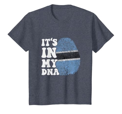 Funny It's in My DNA Botswana Flag Fingerprint T-Shirt, Youth, Heather Blue, Medium