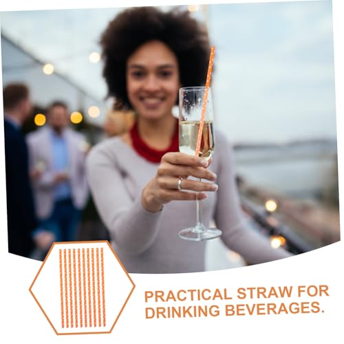 Pitillos de papel para beber, 100 unidades, naranja y rayas miniatura 3