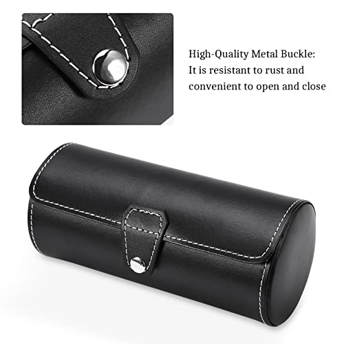 GOTOTOP Cuir PU Rouleau Voyage Montre Boîte Titulaire Organisateur Bracelet Mallette De Rangement 3 Grille Cylindre Porte-Rouleau Montre-Bracelet Bijoux Stockage Vitrine pour Hommes – vue 8