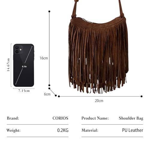 Women's PU Leather Shoulder Bag Bohemian Fringe Crossbody Bag for Women Stylish Tassel Design Tote Handbag3