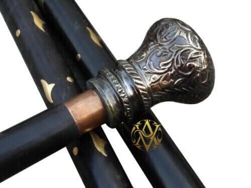 Vintage Antique Designer Walking Cane | Stylish Luxury Victorian Wooden