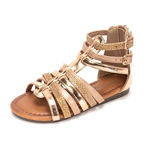 Image of FUNKYMONKEY Girls Gladiator Strap Sandals Flat Thong Cross Strappy Sandals