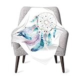 IUBBKI - Manta de felpa para bebé con plumas y atrapasueño