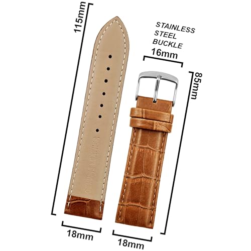 Image of DBLACK ''HIKRO'' Leather Watch Strap, Bamboo Design Full Padded Watch Belt / / For 18mm, 20mm, 22mm, 24mm, or 26mm Watch Band (Choose Your Size & Color)