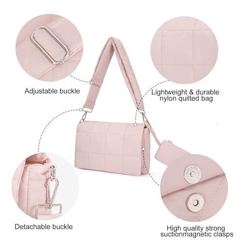 Image of CLUCI Puffer Shoulder Bag Puffy Crossbody Purse for Women Middle Tote Bag Lightweight Cotton Padded Hobo Handbag
